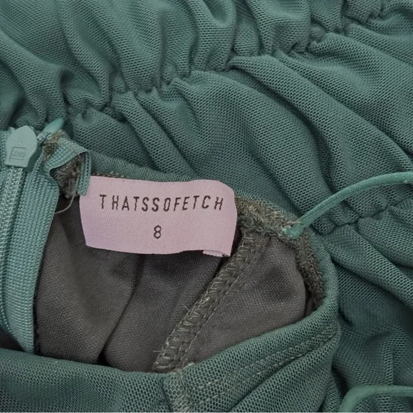 THATSSOFETCH Ballina Mesh Ruched Mini Dress Bodycon Y2K Emerald Green AU 8 US 4 - Picture 11 of 14